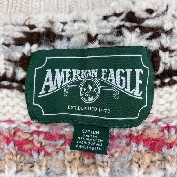 American Eagle Oversized Cropped Knit Fair Isle Cardigan Sweater, sz S cabincore - Picture 3 of 8